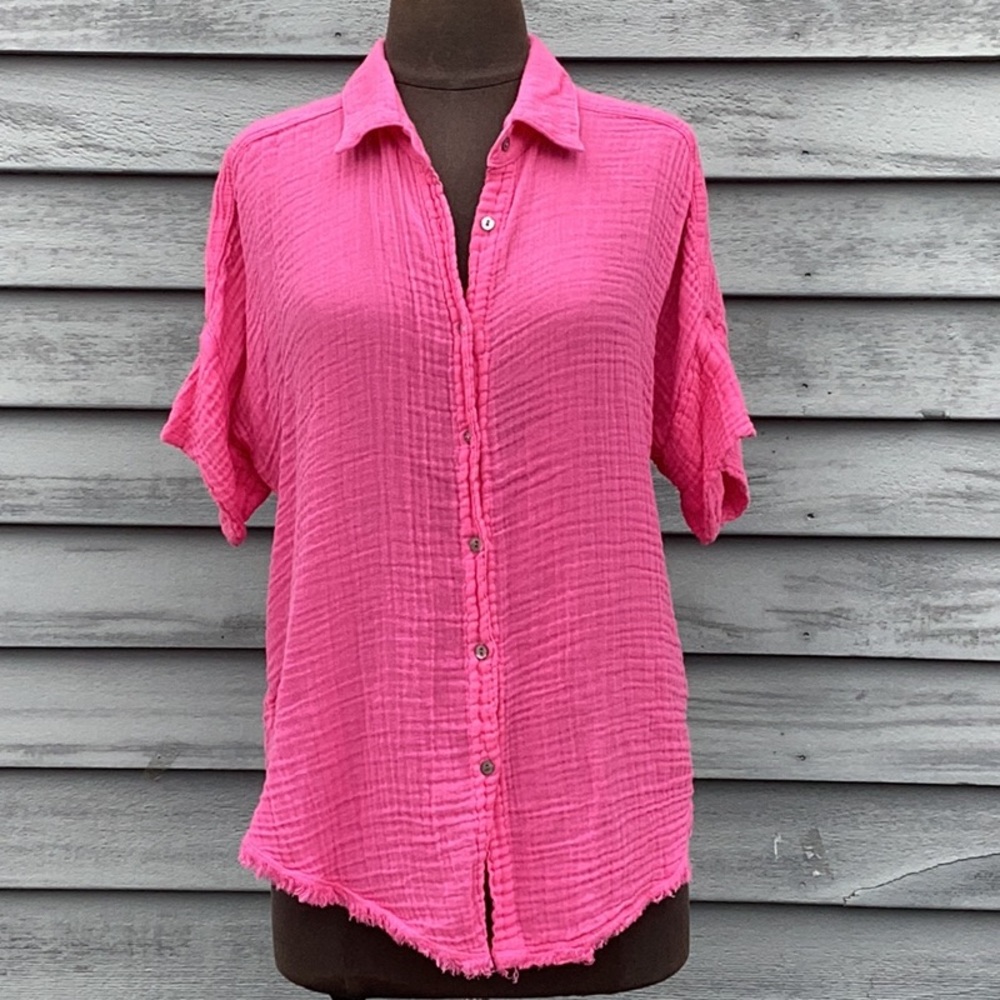 NWT Michael  Stars Pink Bailey Button Down Shirt  Medium